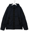 Stone Island Teen Logo-patch Feather-down Jacket In Blue