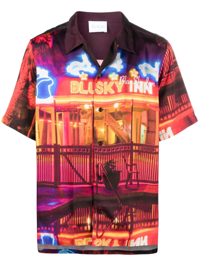 Blue Sky Inn Wizard Photographic-print Relaxed-fit Satin Shirt In Ao Print