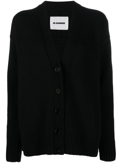 Jil Sander V-neck Button-fastening Cardigan In Black