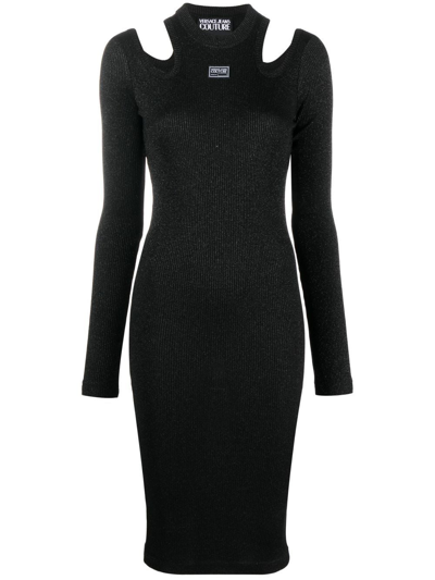 Versace Jeans Couture Cut-out Long-sleeved Dress In Black