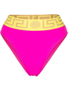 Versace Iconic High Waisted Bikini Bottom In Pink