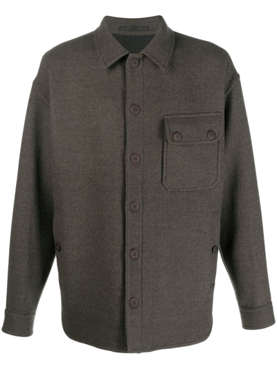 Giorgio Armani Fitted Button-up Overshirt In Green