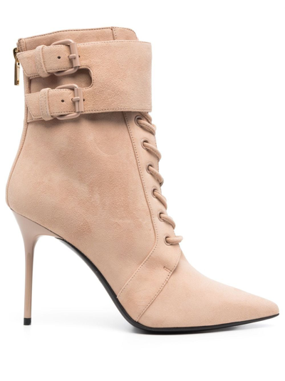 Balmain Beige Suede Uria Ankle Boots