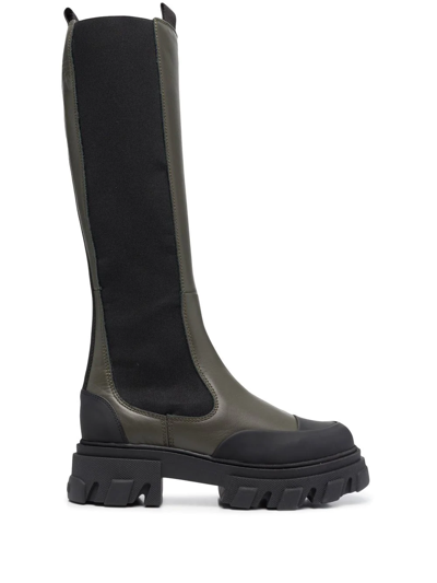 GANNI KNEE-HIGH CHUNKY LEATHER CHELSEA BOOTS