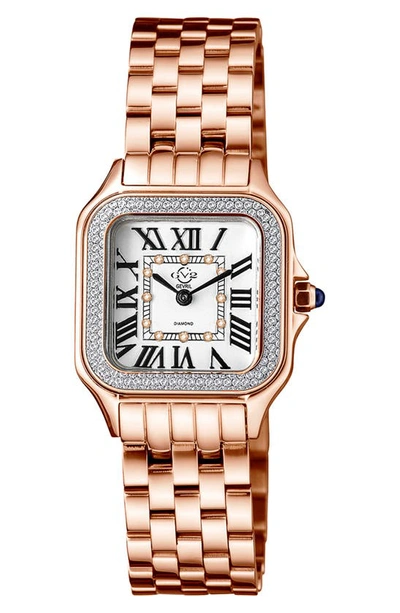 Gv2 Milan Diamond Dial Bracelet Watch, 27.5mm In Ip Rose Gold