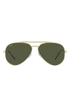 Ray Ban Aviator Metal Ii Green Classic G-15 Unisex Sunglasses Rb3689 914731 55 In Gold