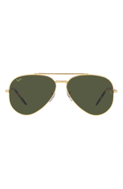 Ray Ban Aviator Metal Ii Green Classic G-15 Unisex Sunglasses Rb3689 914731 55 In Gold