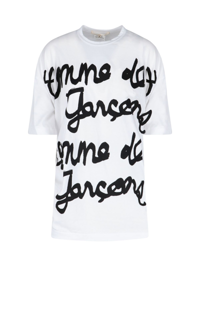 Comme Des Garçons Logo Print T-shirt In White Black