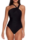 Miraclesuit Rock Solid Europa Asymmetric Underwire One Piece Swimsuit In Black