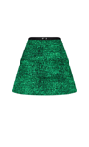 Moncler Textured Green Mini Skirt With Black Waistband And A-line Silhouette