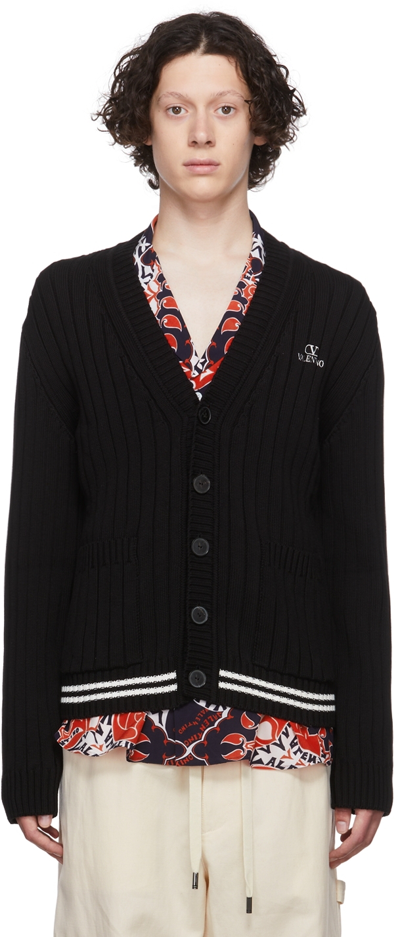 Valentino Cardigan With Embroidered Logo In Black
