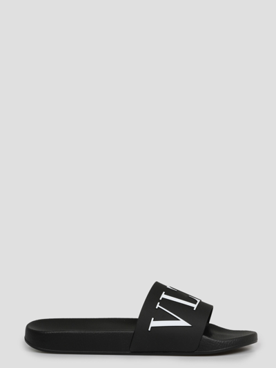 Valentino Garavani Vltn Rubber Slide Sandals In Black