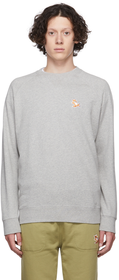 Maison Kitsuné Gray Chillax Fox Sweatshirt In H150 Grey Melange