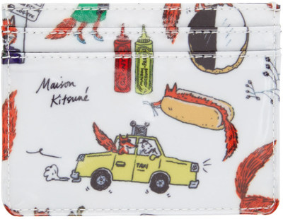 Maison Kitsuné White Olympia Le-tan Card Holder In Weiss