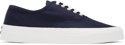 Maison Kitsuné Navy Canvas Laced Sneakers