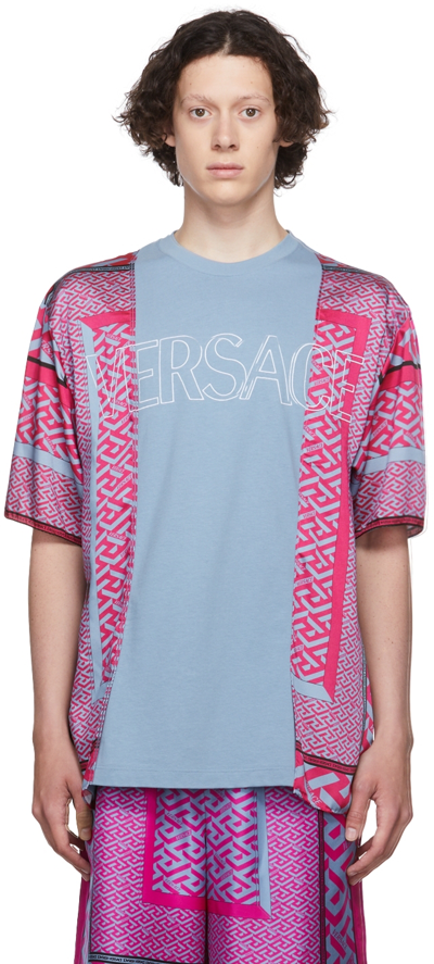 Versace Blue Polyester T-shirt In 1v540 Blue