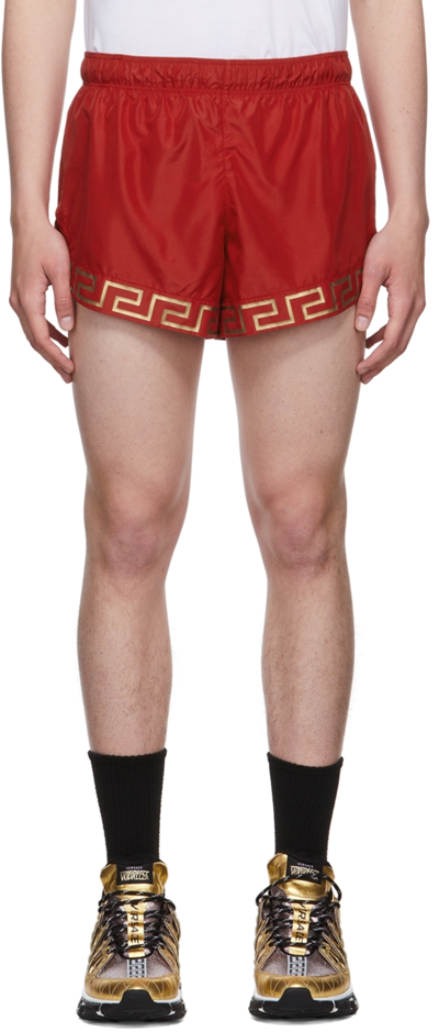 Versace Red Greca Shorts In A1203 Red