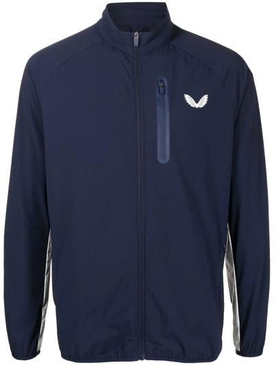Castore Active Logo-print Two-tone Stretch-shell Jacket In Navy