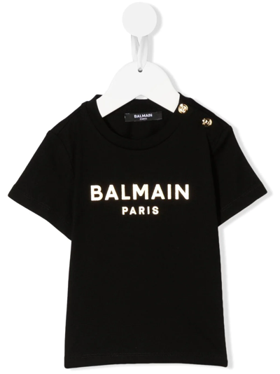 Balmain Babies' Logo-print T-shirt In Schwarz