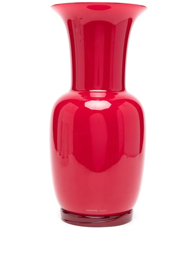Venini Opalino Glass Vase In Rot