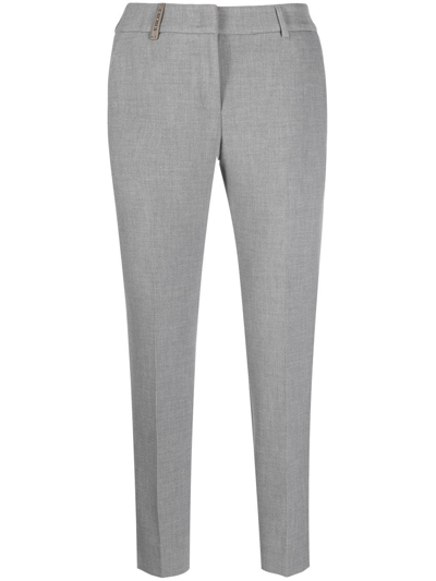 Peserico Cropped Cigarette Trousers In Grey