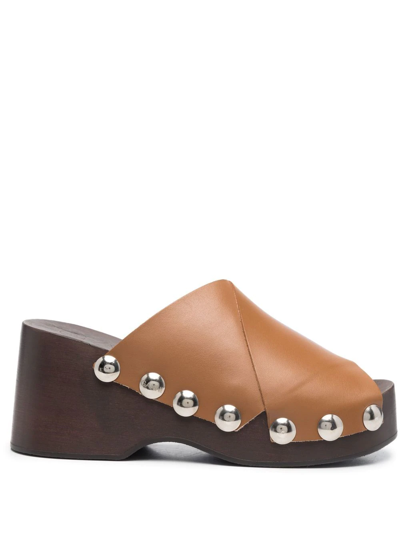 Ganni Stud-detail Open Toe Sandals In Beige