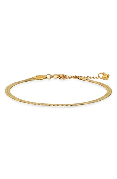 Hmy Jewelry 18k Gold Plated Stainless Steel Snake Chain Anklet In Yellow