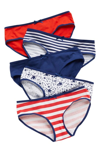 Nordstrom Rack Kids' Hipster Cut Panties In Summer Stripes- Stars Pack