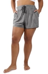 90 Degree By Reflex Cationic Heathered Drawstring Shorts In Heather Frost Gray