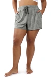 90 Degree By Reflex Cationic Heathered Drawstring Shorts In Heather Charcoal
