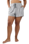 90 Degree By Reflex Cationic Heathered Drawstring Shorts In Heather Grey