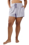90 Degree By Reflex Cationic Heathered Drawstring Shorts In Heather Chalk Violet