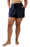90 Degree By Reflex Cationic Heathered Drawstring Shorts In Heather Moonlit Ocean