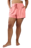 90 Degree By Reflex Cationic Heathered Drawstring Shorts In Heather Shell Pink