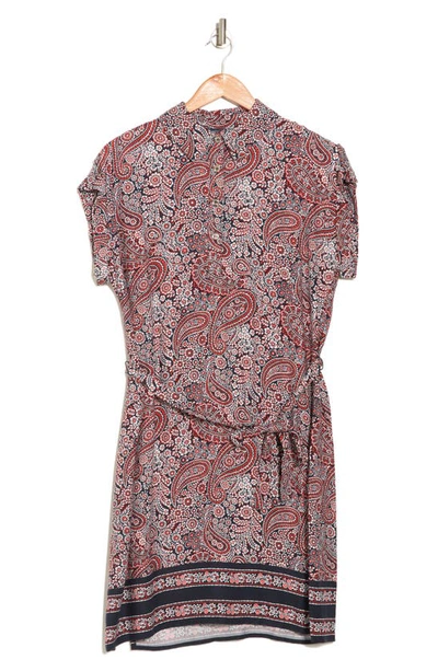 Tommy Hilfiger Colombier Paisley Print Collared Dress In Sky Captain/ Orange