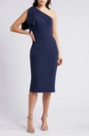 Dress The Population Tiffany One-shoulder Dress In Blue