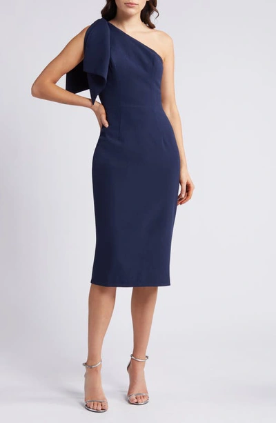 Dress The Population Tiffany One-shoulder Dress In Blue