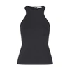 Max Mara Fascino Cotton Blend Jersey Tank Top In Nero