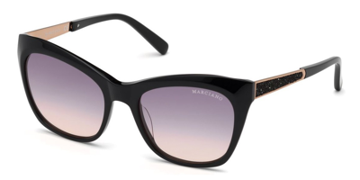 Guess By Marciano Gradient Or Mirrored Violet Square Ladies Sunglasses Gm0805 01z 55 In Black,purple