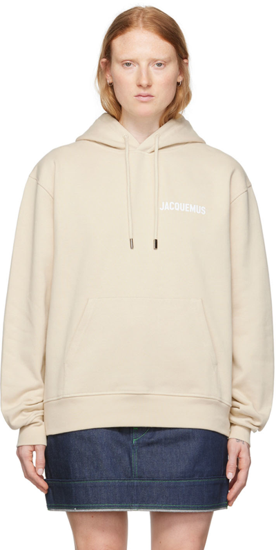 Jacquemus Logo-print Organic-cotton Hoodie In Neutrals