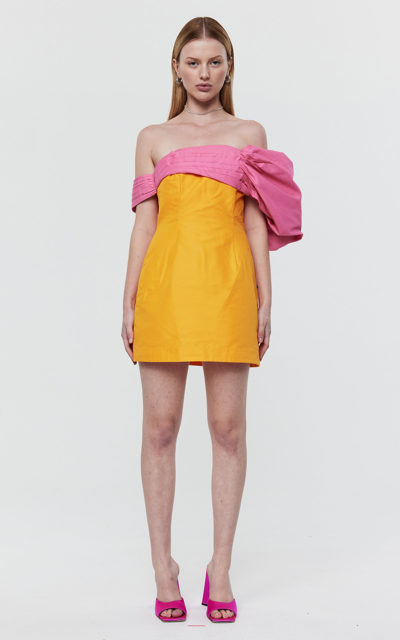 Rachel Gilbert Manuela Cotton-silk Mini Dress In Orange/pink