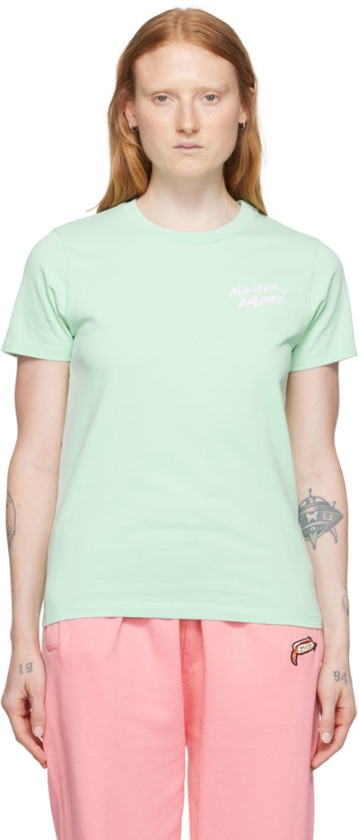 Maison Kitsuné Green Cotton T-shirt In P322 Mist Green