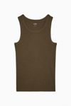 Cos Ribbed Tank Top In Brown