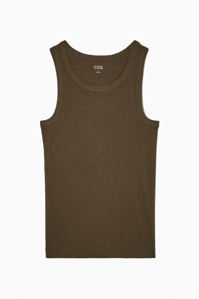 Cos Ribbed Tank Top In Brown
