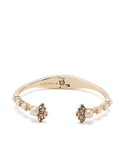 Marchesa Notte Pearl Crystal-embellished Bangle In Gold