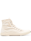 Balenciaga Men's Paris Distressed Canvas High-top Sneakers In Neutrals