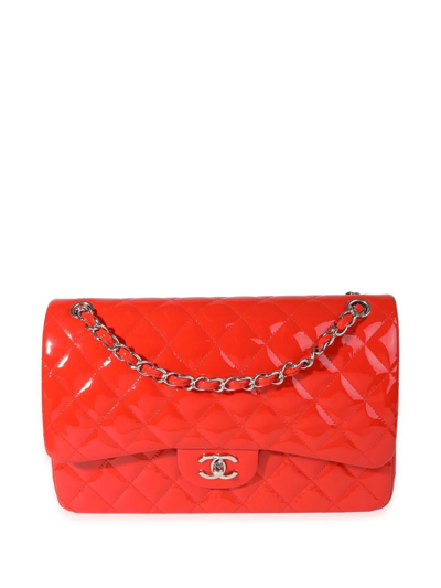 Pre-owned Chanel Double Flap Jumbo Shoulder Bag In Red