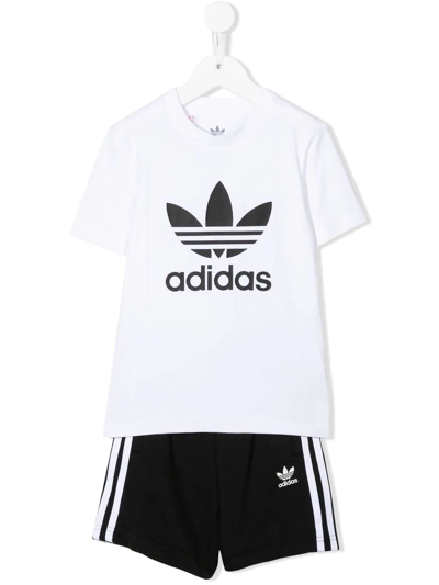 Adidas Originals Kids' Adicolor Logo-print Shorts Set In White