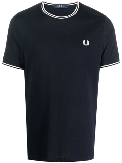 Fred Perry Embroidered-logo Short-sleeved T-shirt In Blue