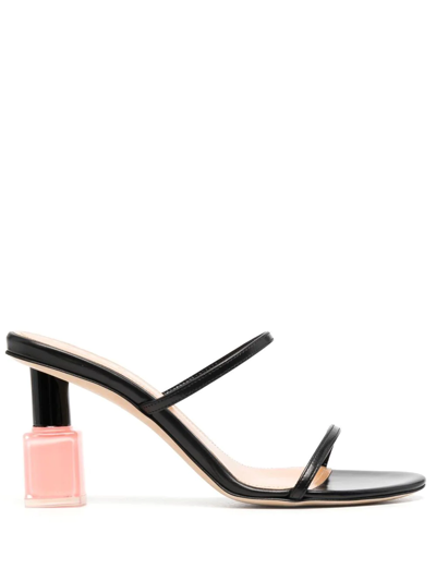 Loewe Nail Polish Two-band Slide Sandals In Black/pink